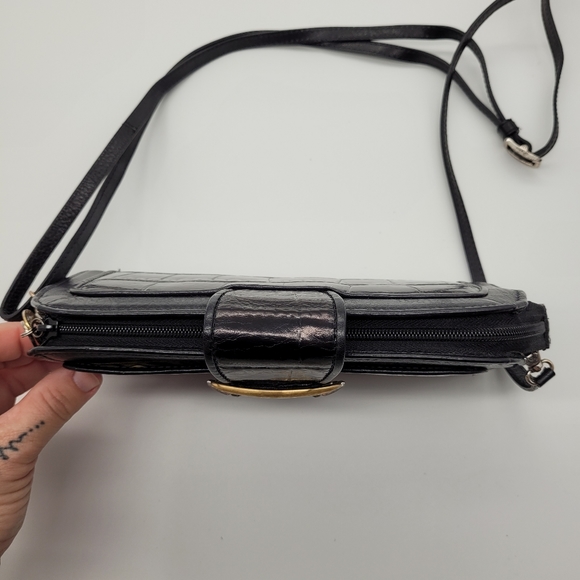 BRIGHTON | Sensation croc embossed leather clutch wallet with shoulder strap - Picture 7 of 15